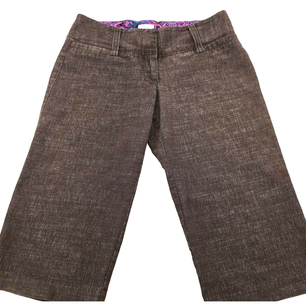 Y2K Vintage Cropped Capri Studio‎ Y Pants Women's 1/2 Brown Stretch Slim Fit